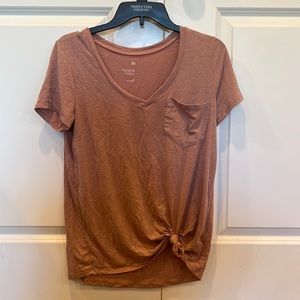 (SM) Dusty Pink Favorite V-Neck With Front Tie